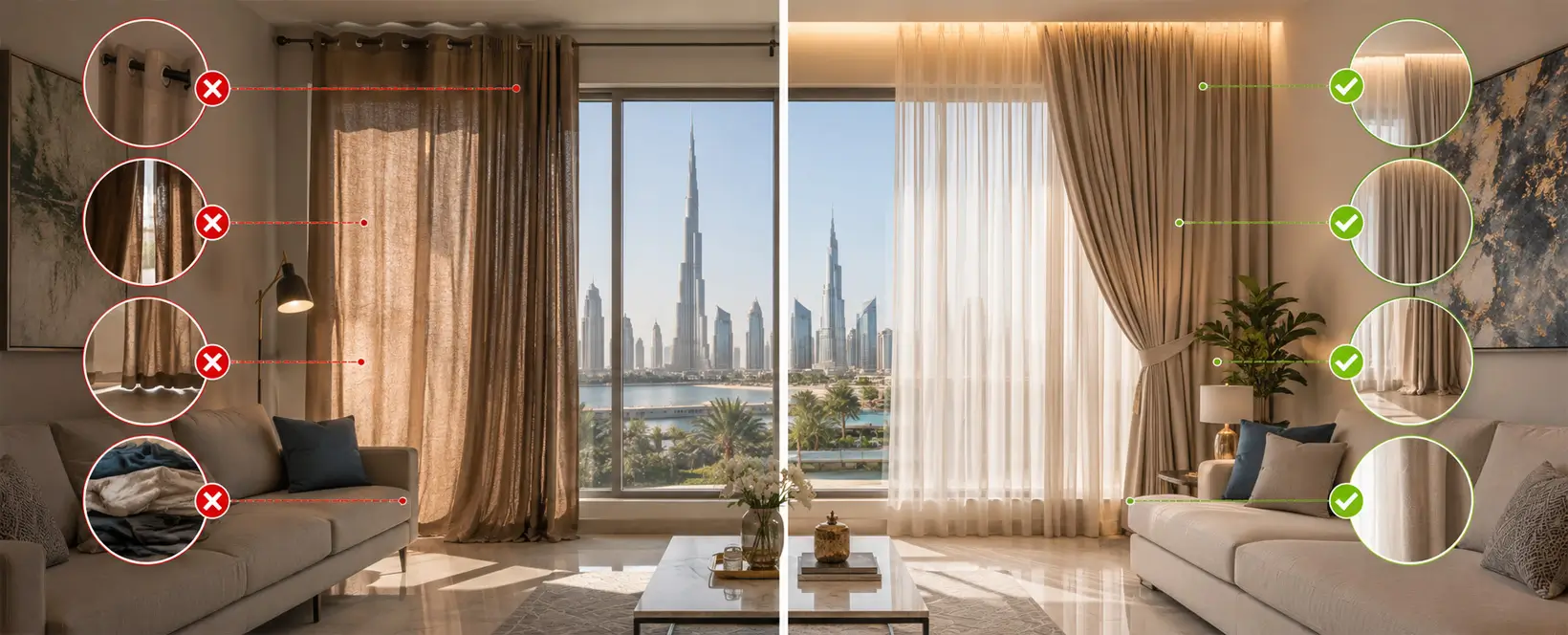 Read more about the article 7 Curtain Mistakes Dubai Homeowners Make (and How to Avoid Them)