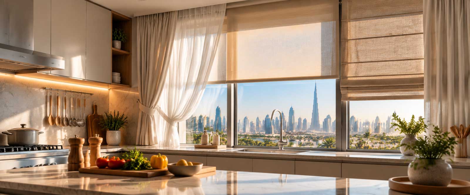 Read more about the article Best Curtains for Kitchens in Dubai (Heat, Grease & Easy-Clean Fabrics)