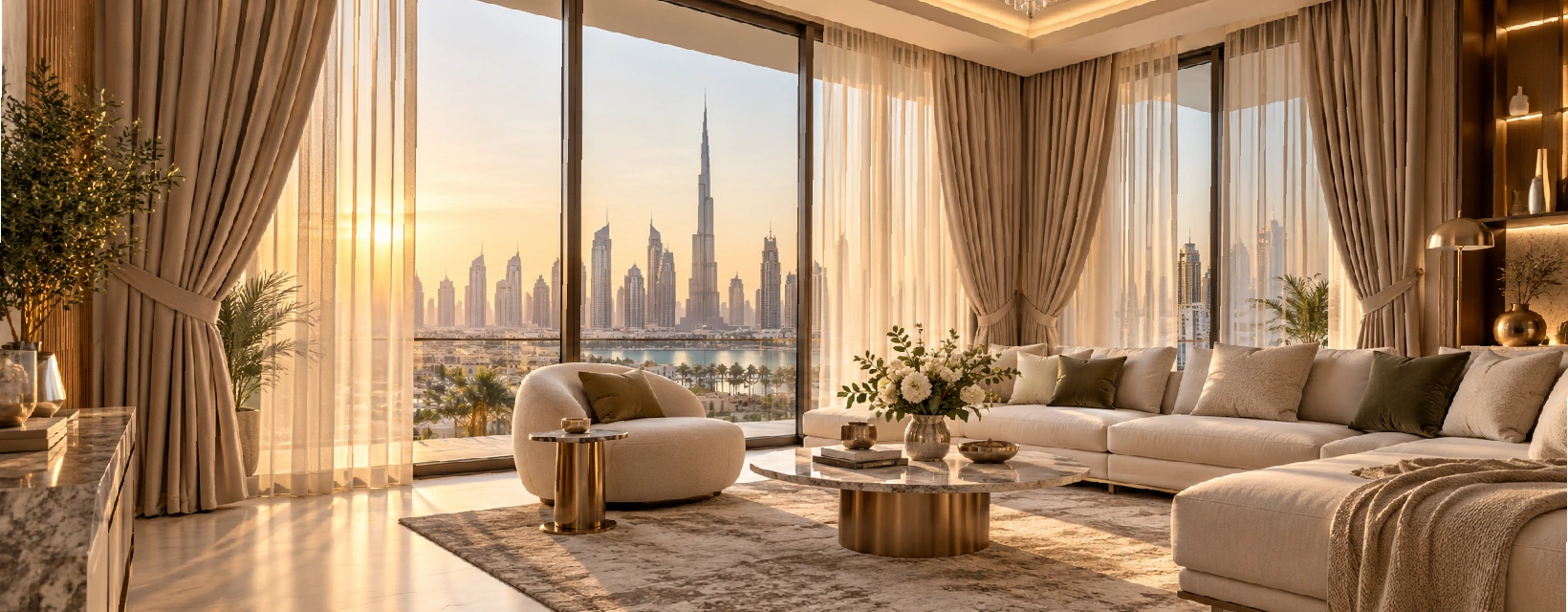 Read more about the article Living Room Curtain Ideas for Modern Dubai Homes