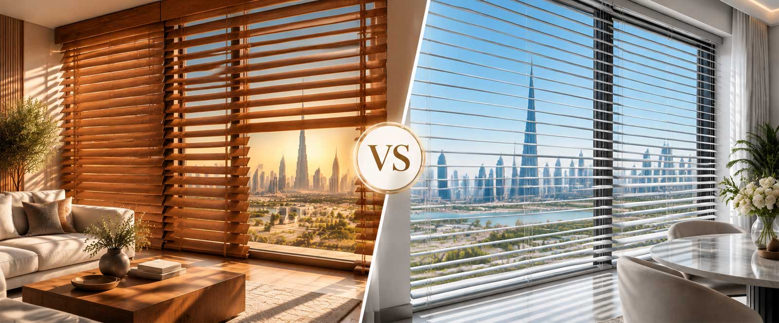 Read more about the article Wooden Blinds vs Venetian Blinds in Dubai: Pros, Cons, Price